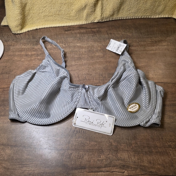 Rene Rofe Gray Striped Bra - Picture 1 of 3